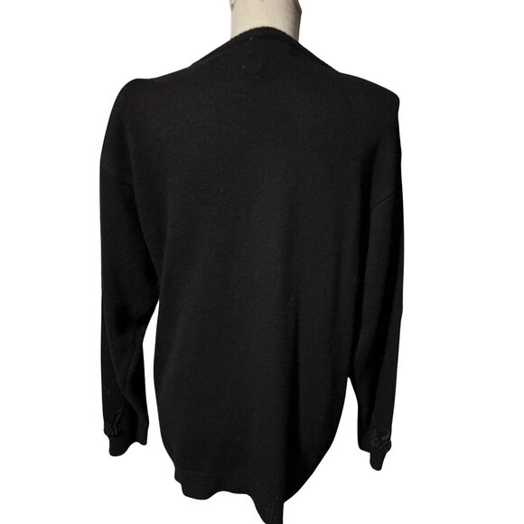 Vintage Paola Conte Beaded Angora Wool Sweater Black Floral Embellished – Size M - Picture 6 of 9